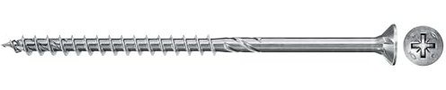 fischer 670410 FPF Power-Fast II 5 x 120mm Chipboard Wood Screws, Countersunk Head with Phillips, Partial Thread, Galvanised Blue Passivated, Box of 100