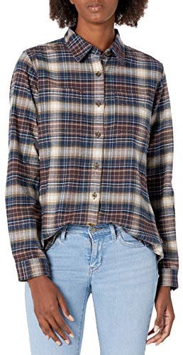 Carhartt Damen Hamilton Plaid Flannel Work Utility Button Down Shirt, Twilight, XS
