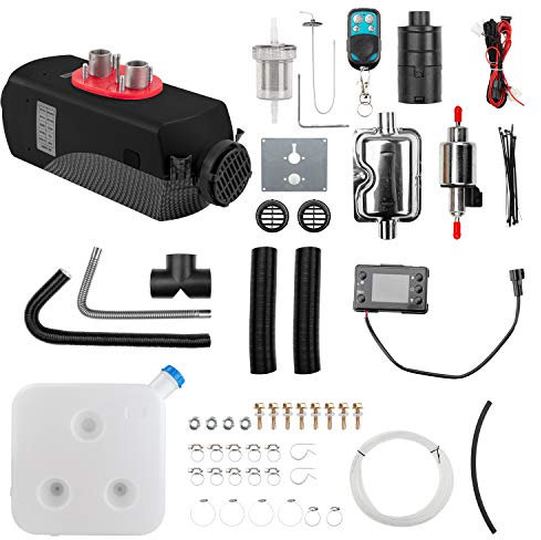 1 INCHHOME Chauffe-air diesel 2KW / 5KW / 8KW Chauffage de stationnement de camion de bateau de voiture 12V avec interrupteur LCD (Fibre de carbone noir, 2kw vieille télécommande)