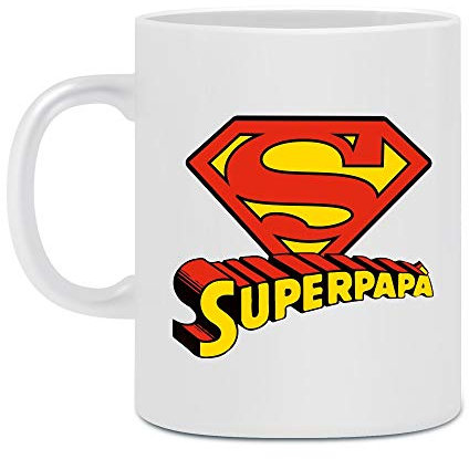 LE HERISSON Tazza Mug Festa del papà Super Papa' Regalo Divertente Simpatico Marito Fidanzato Amico - Anche Personalizzabile