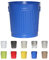 Jinfa | Cubo de basura de metal con asas | Contenedor vintage para interiores, reciclaje | Sin tapa | Azul | Tamaño: L | 36 cm de diámetro, 36,5 cm de altura | Volumen: 35 Litros