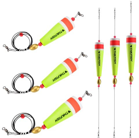 THKFISH Posen Angeln Schwimmer Angelposen Set Stahlvorfach Hecht Forelle Pose Gewichteter Knallender Schwimmer 4 Stück 35g-GELB-MIT DRAHT