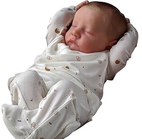 Lonian 19 Zoll 48 cm Augen geschlossene Vollsilikon-Babypuppe, die echt aussieht, wiedergeborene Babypuppe, echte Babypuppe, lebensechte Babypuppen