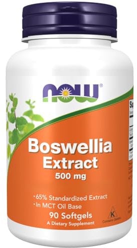 Now Foods Boswellia Extract, 500mg, Estratto di fumo morbido con acido boswellico, 90 capsule morbide, Testato in Laboratorio, Senza Glutine, Senza Soia, Vegetariano, non OGM