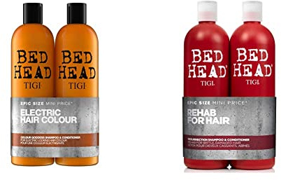 Bed Head by Tigi Urban Antidotes Resurrection Shampoo und Conditioner für geschädigtes Haar, 750 ml, 2 Stück & Colour Goddess Shampoo und Conditioner für coloriertes Haar, 750 ml, 2 Stück
