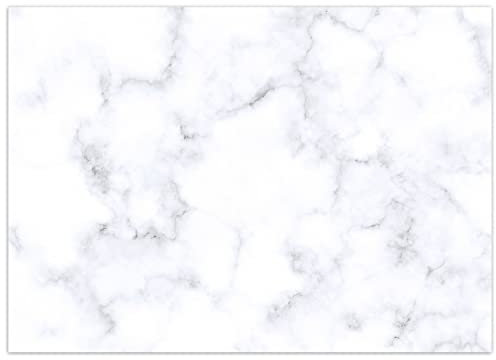 Wallario Rutschfester, Teppich mit Motiv - Fußmatte Weiße Marmor-Optik, Größe 50 x 70 cm - flachgewebt
