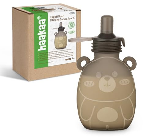 Haakaa Sac à Squeeze en Silicone, Pochette Réutilisable pour Aliments pour Bébés Faits Maison, Purées Biologiques, Jus, Smoothies et Yaourts - Parfait pour Bébés et Tout-Petits - 1 Paquet de 6 Onces