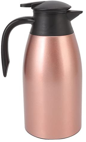 Jarra de Café Térmica, Cafetera Aislada de Acero Inoxidable de 2 L, Jarra de Café al Vacío, Dispensador de Agua para Café, Agua Caliente, Té, Bebidas (Oro Rosa)