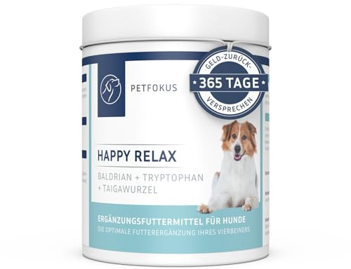 PetFokus Happy Relax Hunde Baldrian Melisse Grüntee Tryptophan Pulver 135 g