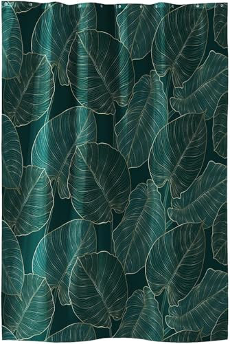 Douceur d'Intérieur, Rideau de Douche avec Crochets (180 x 200 cm) Jade, Polyester Imprimé