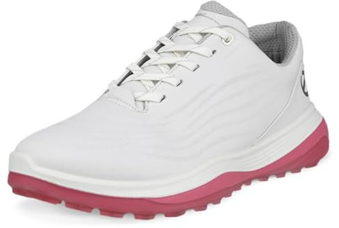 ECCO Womens W LT1 Lace Waterproof Golf Shoes - White/Bubblegum - UK 6