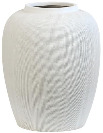 Olly & Rose Rhodes Vase à fleurs en céramique Blanc 20 cm