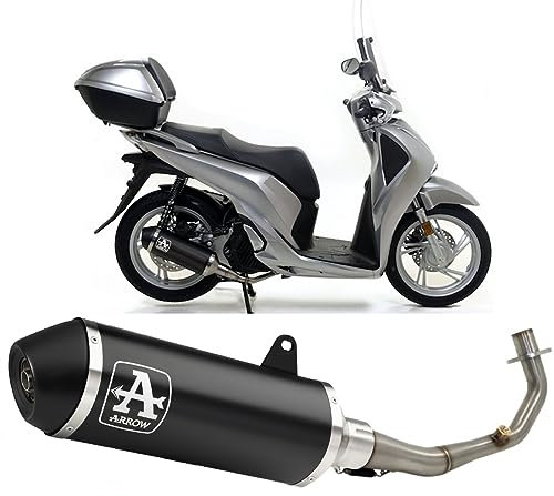 arrow 53514ann+53066mi, terminale e collettore, impianto completo omologato open urban alluminio nero nero, compatibile con moto honda sh 150 i 2017 2018 2019 mototopgun