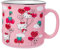 Silver Buffalo Sanrio Hello Kitty Keramiktasse mit Herz, Schleife und Apfelballons, Glitzermuster mit Joey die Maus, 590 ml, Rot und Rosa