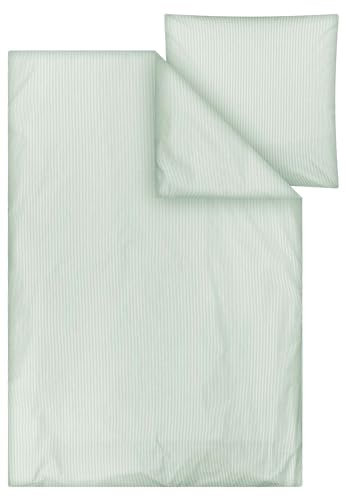 MELAWEAR Perkal Bettwäsche Set, Mehrteilig, MAJULI Stripes (thymian/naturweiss gestreift, 135x200/80x80 cm)