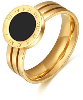 Bagues Femmes Couleur Or Rose Couleur Bague En Acier Inoxydable Chiffres Romains Coquilles Bijoux De Luxe Femme