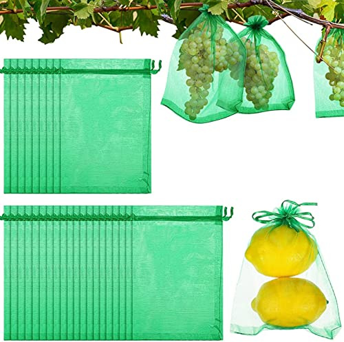 100 Stück Traubenschutzbeutel 10 x 15 cm Obstschutzbeutel mit Zugband | Fruchtschutzbeutel Weintrauben Schutzbeutel Garten Netzbeutel Schutz vor Kirschessigfliege Wespen and Vögeln