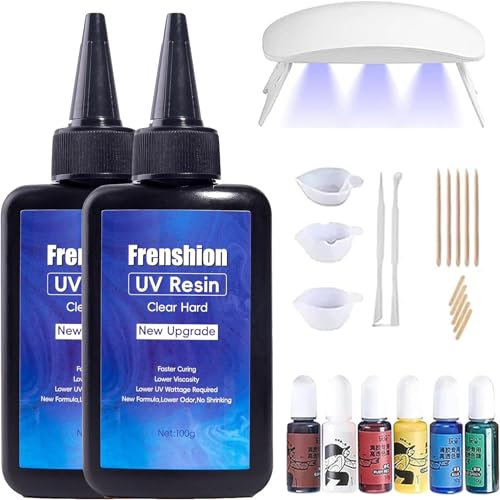 Mini lampada in resina UV, aggiornamento Formula 200g bassa viscosità dura resina UV + pigmento di colore + strumento per la fabbricazione di gioielli, fai da te artigianato