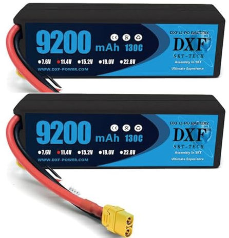 DXF 3S Lipo Akku 11,4V 9200mAh 130C Hardcase Batterie mit XT90 Stecker für RC Evader BX Auto Car Truck LKW Truggy RC Hobby (2PCS)