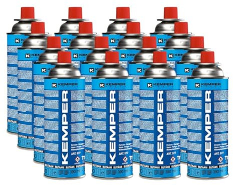 KEMPER - Pack de 16 Bouteilles de gaz Cartouche gaz 220g butane UN2037 Bonbonne pour appareils à gaz