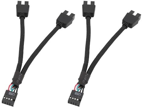 Mugetech USB 2.0 Female To Dual 9-Pin Male Extension Cable, 2Pcs Motherboard 9-PIN USB 2.0 Header Splitter 1 To 2 Adapter For Computer Internal Motherboard Cable