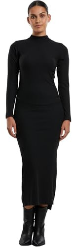 Urban Classics Ladies Rib Longlseeved Mockneck Mujer Vestidos de Longitud Media Negro XS