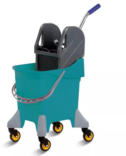 TT-YEC Cubo para Fregona Comercial Profesional, Cubo Portátil para Limpieza De Suelos, Cubo De Limpieza con Escurridor Y Ruedas, Cubo para Fregona De Presión Lateral De 32L