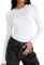 Zeagoo Women's Long Sleeve Tops Slim Fit Shirts Basic Tight T-Shirt Y2k Crop Top Casual Crew Neck Tee Streetwear Solid Color White L