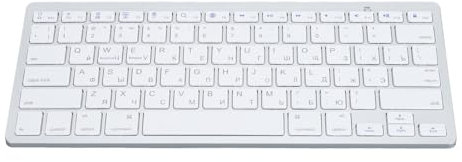 Iclever Tastatur, Ultradünne BT-Tastatur, Kabellos, Spritzwassergeschützt, Kabellose Tastatur, Kabellose Tastatur für Mac, Zweisprachige Tastatur für PC, Computer, Silber