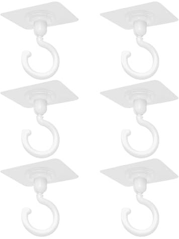 TYGFRT Pack of 6 Ceiling Hooks, Ceiling Hooks, Sticky Wall Hooks, Rotating Barbs, Wall and Ceiling Adhesive Hooks, Multi-Purpose Hooks, Suitable for Kitchens and Bathrooms