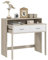 HOMCOM Mesa Consola Escritorio Extensible de 2 Niveles con Rieles Deslizantes 2 Cajones y 2 Ruedas Antivuelco Mesa de Entrada Doble 95x35x87 cm Roble