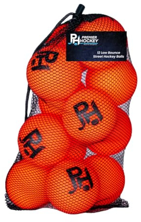 Premier Sports - 12-Pack All-Weather Street Hockey Balls – Durable, Low-Bounce, High-Visibility Balls with Reusable Storage Bag – Premier Regulation Size