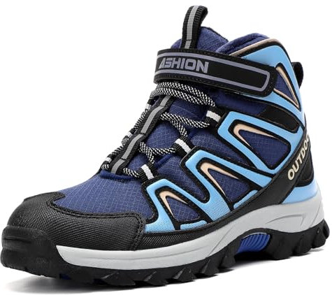 ELAPHURUS Kinder Winterstiefel Jungen Wanderstiefel Warmfutter Schneestiefel Mädchen Baumwollschuhe Trekking Wanderschuhe,Navy Blau,39 EU