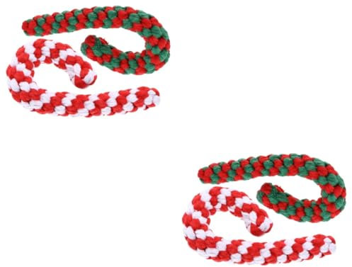 BESPORTBLE 4 Stück Haustier Weihnachtsspielzeug Kauspielzeug Für Hunde Weihnachtshundesachen Kauspielzeug Aus Zuckerstangen Interaktives Hundeseil Chewer Beißspielzeug Baumwollseil