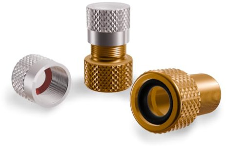 Shredr. Presta Ventil-Adapter Set | Adapter französisches Ventil auf Auto Ventil | hochwertiges Aluminium (Gold)