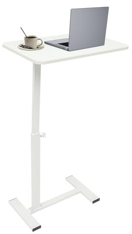 QUIOTUIR Over Bed Table with Wheels Height Adjustable Laptop Table Movable Study Writing Table Computer Standing Desk for Living Room, Bedroom, Hospital, Office Building, Study, Classroom
