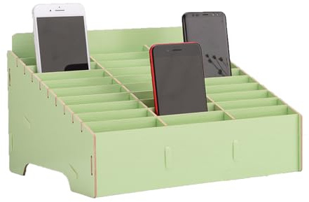 Awleynz 30 Gitter Handygarage Schule, Handy Hotel Aufbewahrungsbox Holz, Multi-Grid-Aufbewahrungsbox FüR Mobiltelefone, Klassenzimmer, BüRo, Schule (Green, 30 Grid)