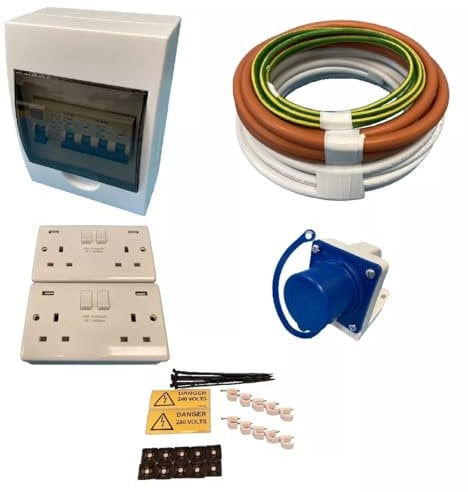 TEW 240V Double Pole Mains Electric Hook Up Installation Kit Campervan Motorhome Conversion Kit 73