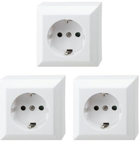 REV Aufputzsteckdose PlanoLuxe - Schuko Steckdose Aufputz, 1-fach, weiß (Packung mit 3)