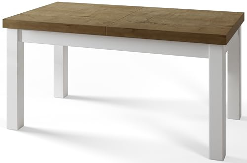 AlpiMeble Rechteckiger Esstisch Ausziehbar, Holzbeinen, 120-160 cm, Lefkas | Moderner Wohnzimmertisch, Küchentisch und Esszimmertisch, Tisch mit stabile Konstruktion, Kollektion Classico