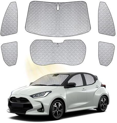 Parasol para Parabrisas Compatible con Toyota Yaris XP210 2020-2025, 8 Piezas Juego de Protector de Parabrisas, Juego de Ventana de Persiana Térmica Interior con Bolsa Almacenamiento