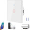 AXFEE Interruptor de Luz Táctil Inteligente WIFI 1 Gang 1 Via, Interruptor Táctil de Pared con Panel de Cristal Compatible con Alexa/Google Assistant, Blanco (Solo soporta 2.4GHz WiFi)