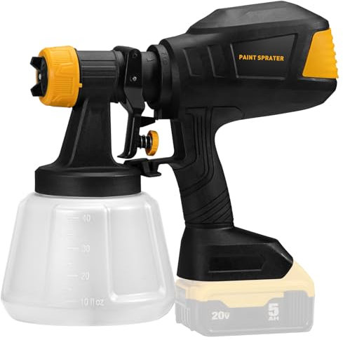 Pulvérisateur de peinture sans fil sans balais pour batterie Dewalt 20 V, viscosité 150 DIN/s, 4 buses, débit de 1000 ml/min et pistolet à peinture électrique de 1200 ml pour meubles, murs (batterie