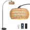 INMOZATA Floor Lamp, Dimmable Arch Floor Lamps with Remote Control, Boho Rattan Lampshade Tall Standing Lamp for Living Room, Bedroom, Office, Included E27 Bulb