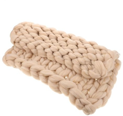 Alipis Handgewebte Decke aus Wollgarn 50x50cm in Beige, 0,35kg