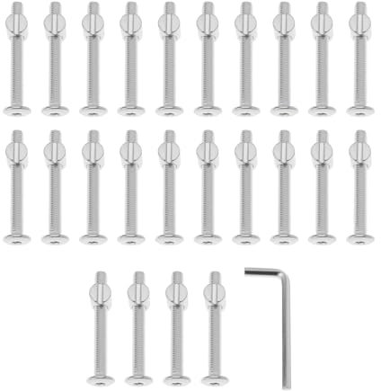 YINETTECH Lot de 24 boulons de lit M6 x 50 mm avec écrous à barillet M6 x 13 mm et clé Allen pour meubles et chaises
