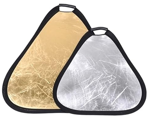 REFLEX CAMERA 2-in-1 Triangle Photography Reflector 80cm | Silver/Gold Reflective Surfaces | Single-Hand Grip | Portable Durable Light Reflector with Carrying Case (80cm (31.5in))