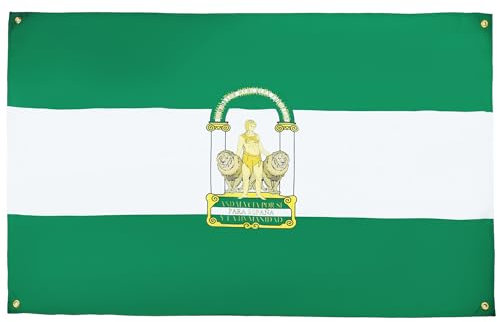 AZ FLAG Bandera Andalucía 150x90 cm con 4 ojales, Pabellón Andalucía para balcón o pared