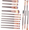 16 Pièces Pinceau De Maquillage Brosse De Fondation Pinceau Ombres à Paupières Kit De Maquillage Pinceau Maquillage Visage Brun Aluminium