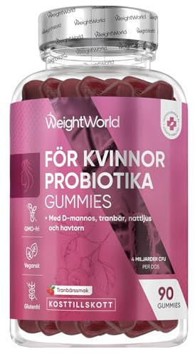 Womens Probiotic Gummies - 90 Gummies (45 Days Supply) - 4 Billion CFU - With Added D-Mannose, Cranberry, Evening Primrose Oil - Probiotics for Women - Contains Lactobacillus & Bifidobacterium Strains